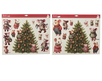 Visuel 1 du produit Vitrophanie souris et sapin de Noël vert - 35 x 46,5 cm