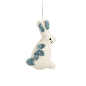 Visuel 1 du produit Suspension lapin en feutrine blanche et bleue - 7,5 x 4 x 12,5 cm
