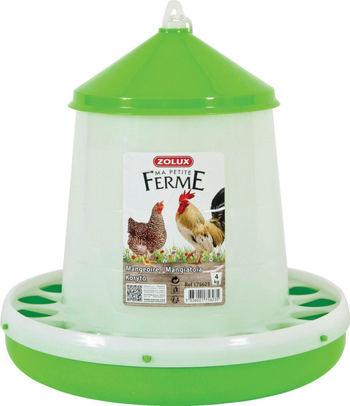 Visuel 1 du produit Mangeoire silo pour basse-cour en plastique coloris vert Zolux Ma petite ferme - 4 kg