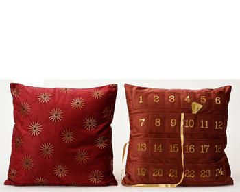 Visuel 1 du produit Coussin en polyester bordeaux et or - 45 x 45 x 8 cm