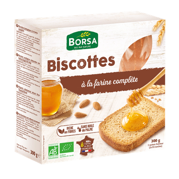 Visuel 1 du produit Biscottes à la farine complètes bio - 300 gr