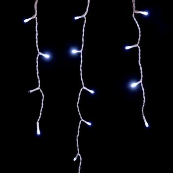 Visuel 1 du produit Rideau lumineux de Noël stalactite LED blanc froid câble blanc intérieur et extérieur connectable 3 fois - 8 x 0,5 m