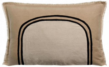 Visuel 1 du produit Grand coussin bicolore en lin galet Laly - 65 x 40 cm