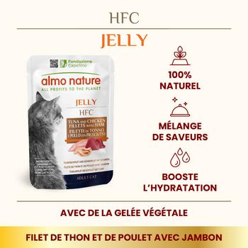 Visuel 1 du produit Pâtée pour chat HFC Jelly au thon, poulet et jambon Almo Nature - 55 g