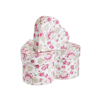 Visuel 1 du produit Boîtes forme cœur en papier à décor floral rose et gris - les 2 boîtes