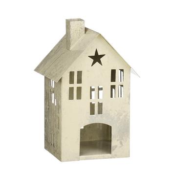 Visuel 1 du produit Maison décorative en métal blanc - 15 x 13 x 23 cm