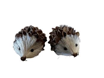 Visuel 1 du produit Ensemble de 2 hérissons à clipser beige - 12 x 7,5 x 5 cm