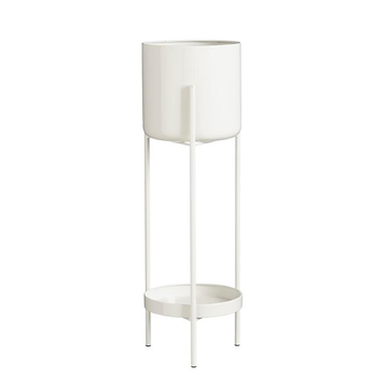 Visuel 1 du produit Pot sur pied en métal blanc Colyn - Ø 19 x H 60 cm