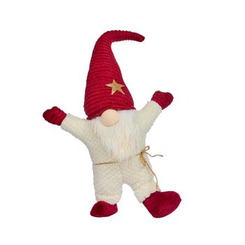 Visuel 1 du produit Peluche décorative de Noël gonk joyeux coloris rouge et blanc en polyester - H 45 cm