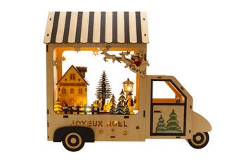 Visuel 1 du produit Camion pour village de Noël en bois câble argent LED blanc chaud - 39,5 x 10 x 33,5 cm