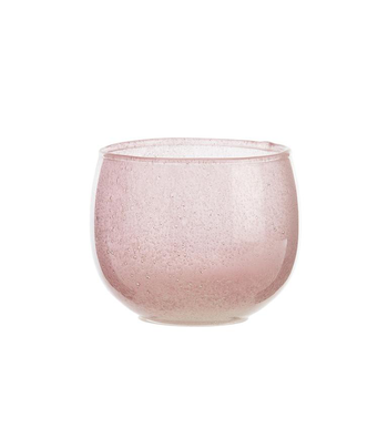 Visuel 1 du produit Photophore rond coloris rose en verre - 8 x 9,5 cm