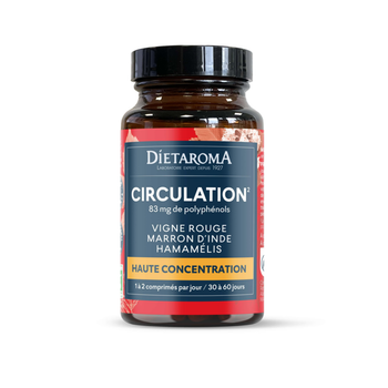 Visuel 1 du produit Complément alimentaire vigne rouge, marron d'Inde, hamamélis CIP bio Dietaroma circulation - 60 comprimés
