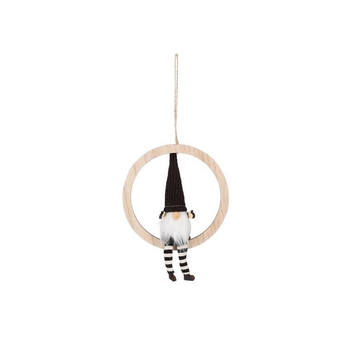 Visuel 1 du produit Ornement Père Noël coloris noir en bois MDF - 14,5 x 14,5 x 3,5 cm