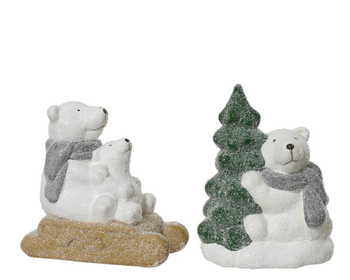 Visuel 1 du produit Ours polaire blanc en terre cuite - 6,8 x 12,4 x 12,4 cm