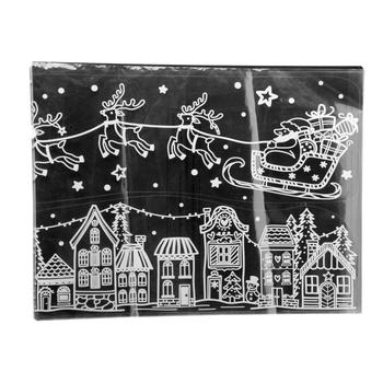 Visuel 1 du produit Décoration de Noël sticker scintillant village en PVC coloris blanc - 49 x 69 cm