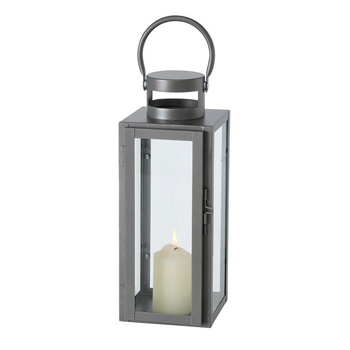 Visuel 1 du produit Lanterne en métal gris Arana petit modèle - 12 x 13 x 30 cm