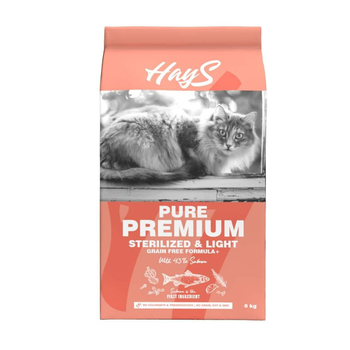 Visuel 1 du produit Croquette pour chat adulte stérilisé au saumon light Hays Pure Premium - 6 kg