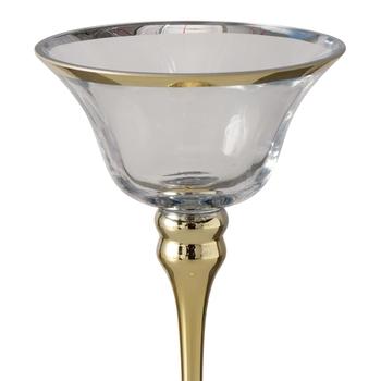Visuel 1 du produit Photophore en verre et métal laqué doré Elegas - Ø 12,5 x H 25 cm