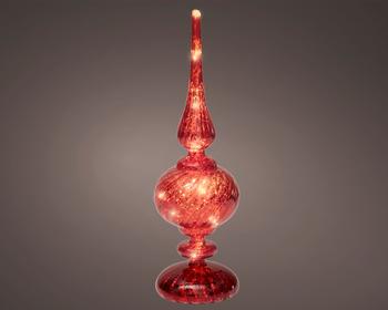 Visuel 1 du produit Cimier décoratif à poser en verre rouge à LED blanc chaud grand modèle - Ø 9 x H 30 cm
