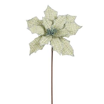 Visuel 1 du produit Tige artificielle de poinsettia pailleté vert clair - 45 cm