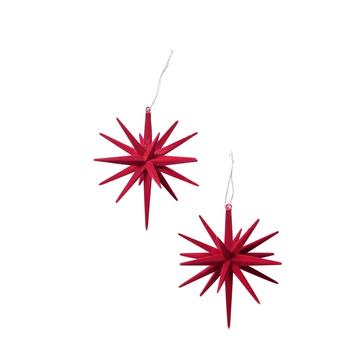 Visuel 1 du produit Ensemble de 2 pendentifs décoratifs forme étoile en plastique rouge Tove - Ø 14 cm