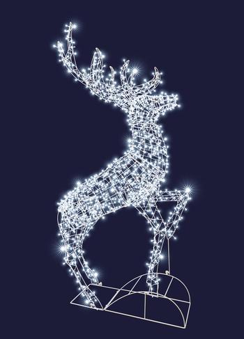 Visuel 1 du produit Décoration lumineuse renne de Noël LED blanc froid câble argent intérieur extérieur - L 116 cm x I 40 cm x H 220 cm