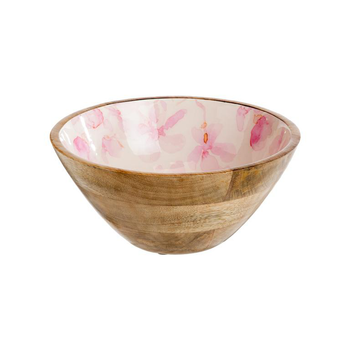 Visuel 1 du produit Saladier en bois de manguier intérieur décor cerisier rose – Ø 24 x H 11 cm