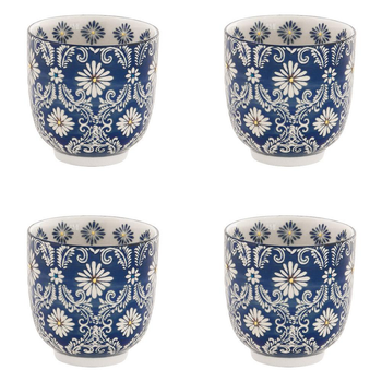 Visuel 1 du produit Gobelets en grès bleu peints à la main Coffret Almada - 4 x 15 cl