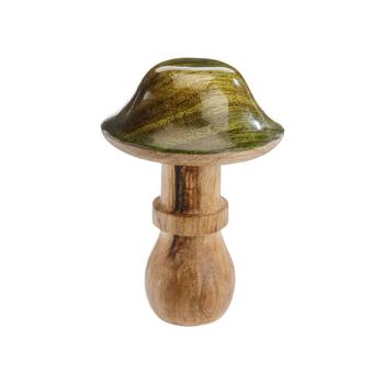 Visuel 1 du produit Champignon décoratif en bois à chapeau vert - Ø 8 x H 11 cm