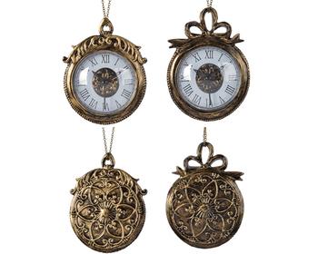 Visuel 1 du produit Pendule vintage en plastique imitation laiton - 11,5 x 13 cm