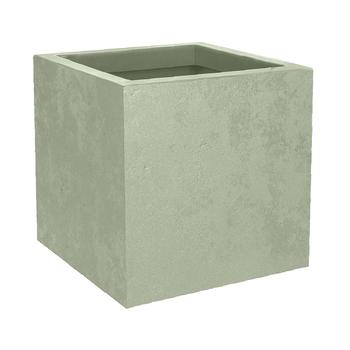 Visuel 1 du produit Pot carré en plastique coloris vert amande Poetic Basalt Up - 29,5 x 29,5 x 29,5 cm