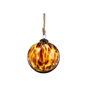 Visuel 1 du produit Boule XL ronde en verre marbré marron et ocre - Ø 12 x H 13 cm