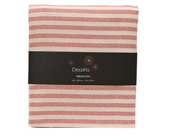 Visuel 1 du produit Nappe rectangulaire en coton blanc rayée lurex rouge - 180 x 140 cm