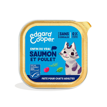 Visuel 1 du produit Pâtée pour chat adulte au saumon et au poulet sans céréales Edgard & Cooper - 85 g