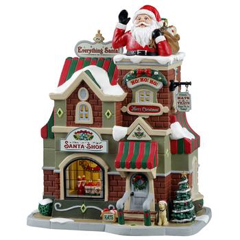 Visuel 1 du produit Village de Noël boutique du Père Noël lumineux en porcelaine coloris multicolore avec adaptateur Lemax Caddington Village