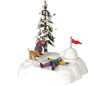 Visuel 1 du produit Scénette pour village de Noël enfants dans la neige ailes d’ange coloris multicolore à piles Lemax
