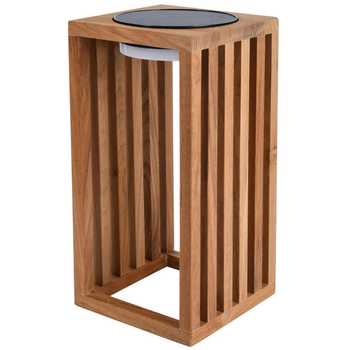 Visuel 1 du produit Lanterne solaire Chennai avec télécommande blanc chaud coloris bois en aluminium - 17 x 17 x 30 cm