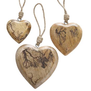 Visuel 1 du produit Pendentif décoratif cœur en bois de manguier marron Percha petit modèle - 7 x 2 x 7 cm