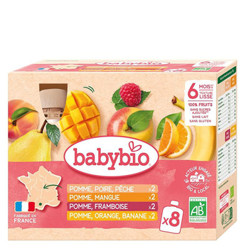Visuel 1 du produit Multipack de 8 gourdes de purée de fruits bio parfums variés Babybio - 8 x 90 g