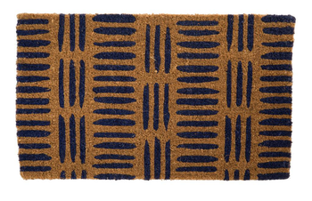 Visuel 1 du produit Paillasson petites lignes coloris bleu en fibre de coco - 40 x 72 cm