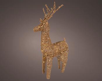 Visuel 2 du produit Décoration lumineuse de Noël renne en résine tressée coloris marron LED blanc orangé effet flash extérieur - H 104 cm