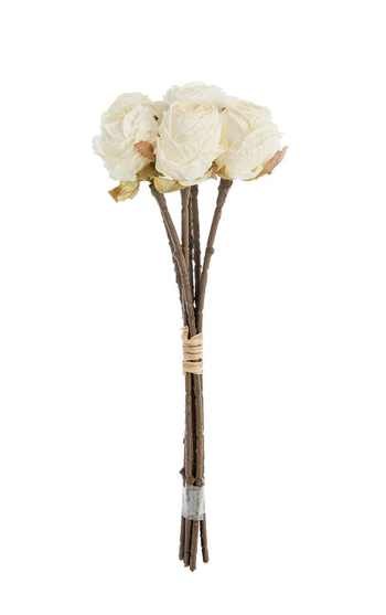 Visuel 1 du produit Fleur artificielle en papier 6 renoncules coloris beige - H 28