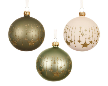 Visuel 1 du produit Boule en verre mate avec décor étoiles - Ø 8 cm