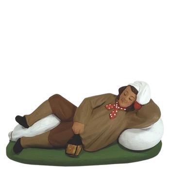 Visuel 1 du produit Personnage de crèche de Noël meunier couché Santons Escoffier - 7,9 x 3,3 x 3,8 cm