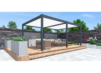 Visuel 1 du produit Tonnelle bioclimatique, lames motorisées, PROLOISIRS Zéphir - 6x4m en aluminium