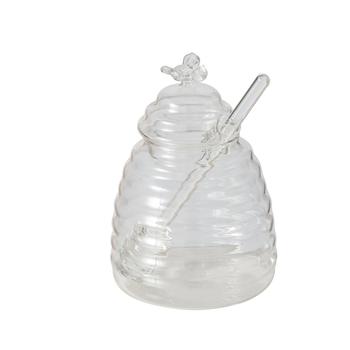 Visuel 1 du produit Pot à miel en verre transparent 500 ml avec cuillère Honey - Ø 10 x H 14,5 cm