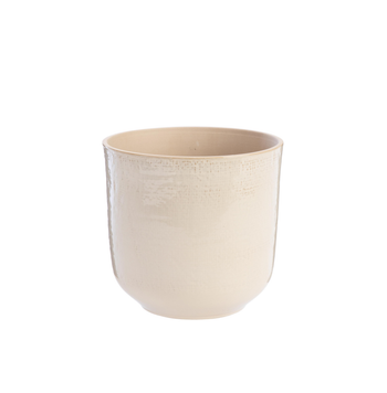 Visuel 1 du produit Cache-pot coloris beige en céramique Sandstone - 25 x 23 cm