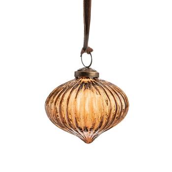 Visuel 1 du produit Boule forme oignon en verre strié bronze transparent - 7,5 x 8 cm