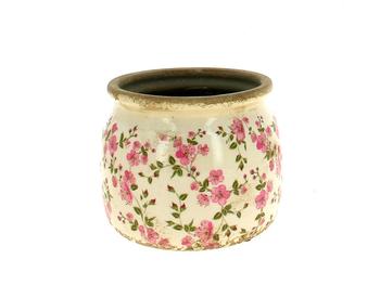 Visuel 1 du produit Cache-pot vintage coloris rose en grès - Ø 16 x 13 cm