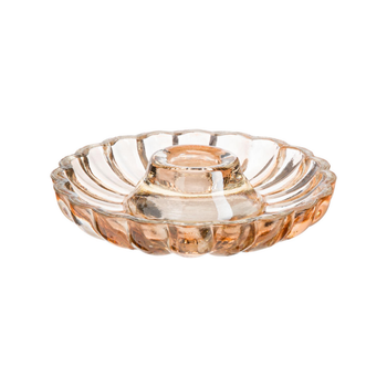Visuel 1 du produit Porte-bougie rond forme coupelle en verre pêche - Ø 11,5 x H 3 cm